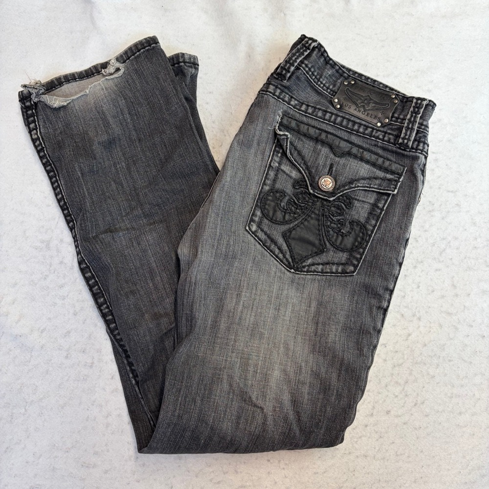 Affliction Cooper Relaxed Boot Jeans Mens 38 Black Distressed Y2K Biker
